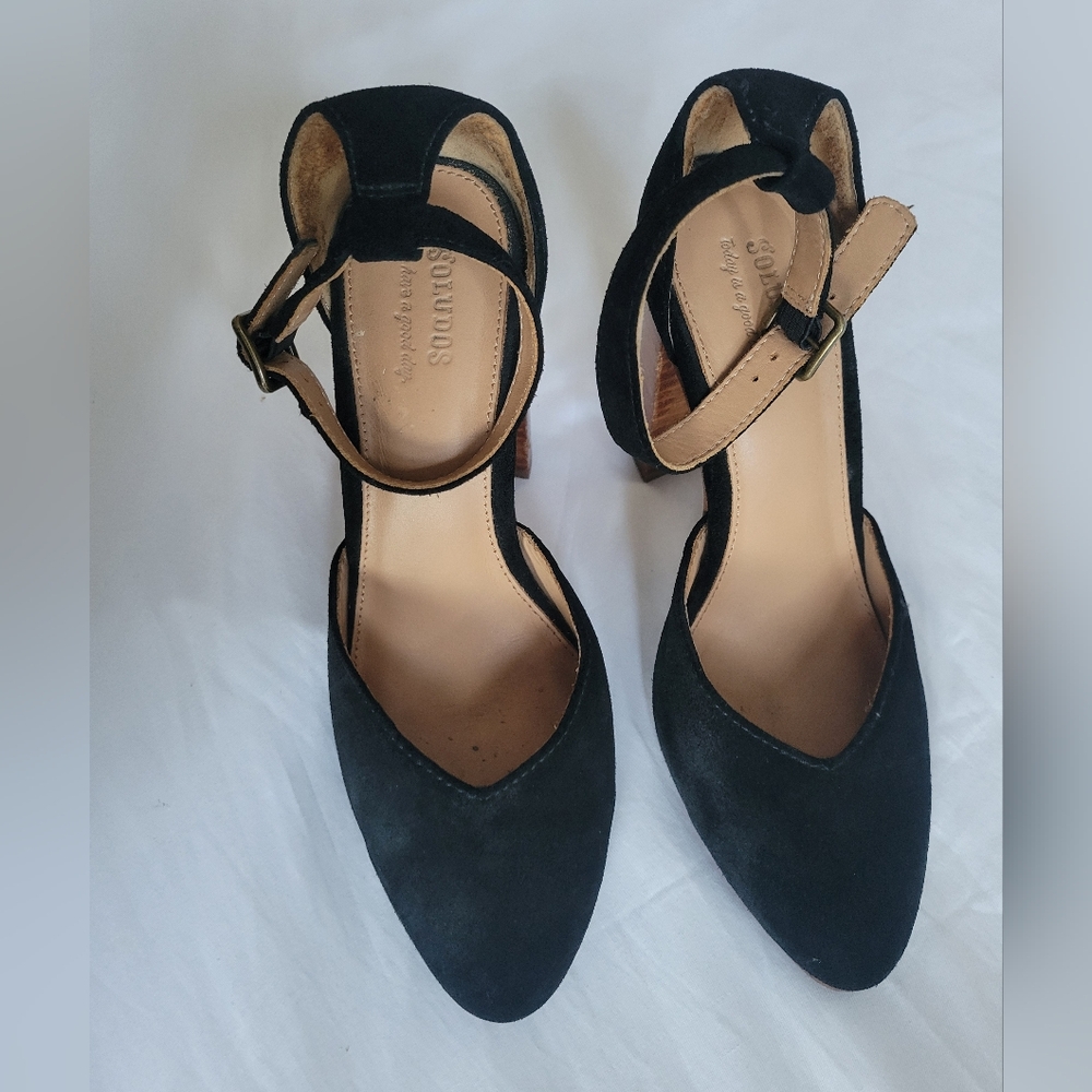 Soludos Black Velvet Collette Heels Sz 7 Bussiness Casual Career - Picture 2 of 15